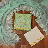 Muslin Green Unstitched Suit